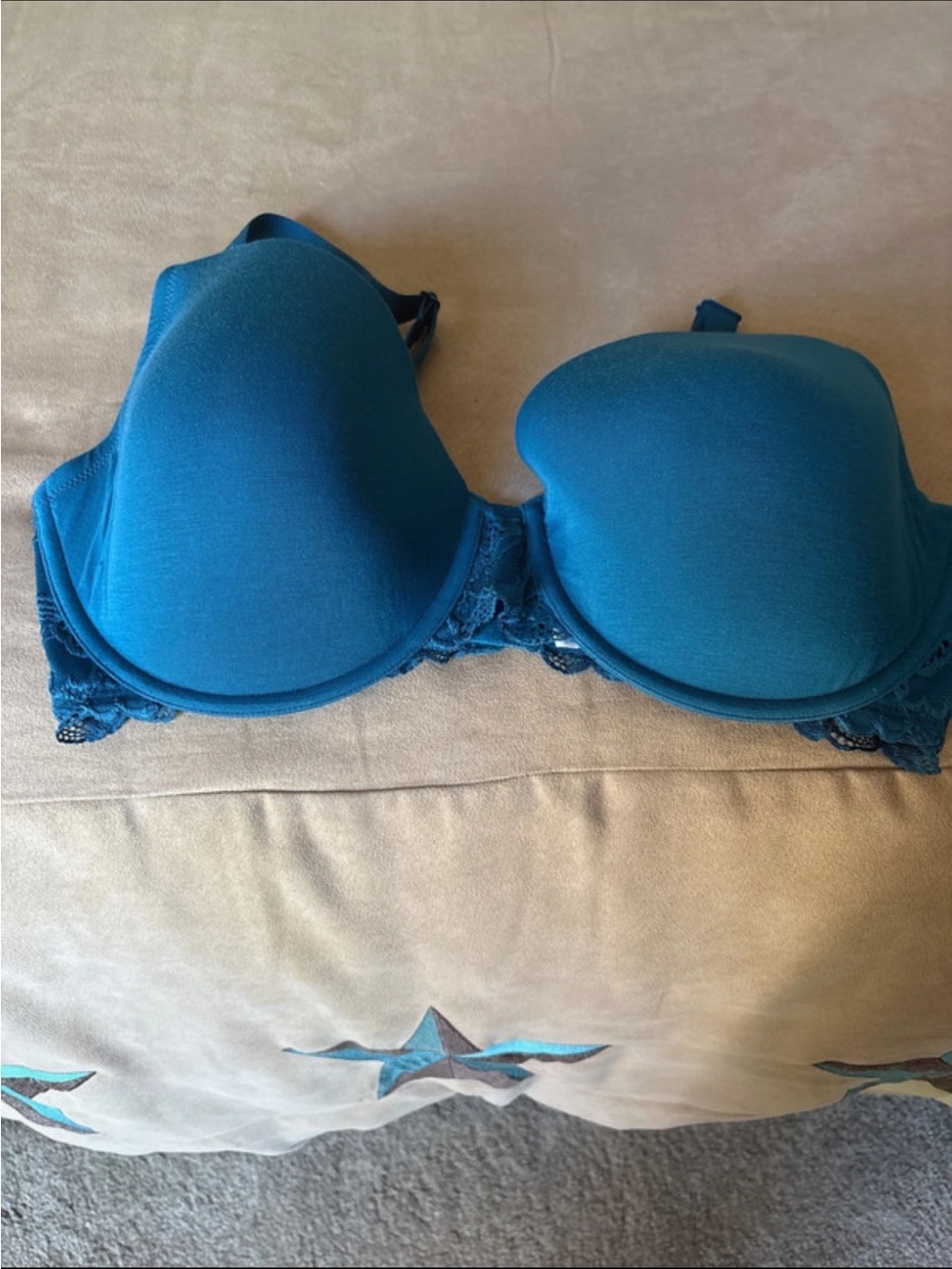 Teal Lace-Trim T-Shirt Bra - Women Intimates